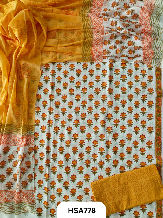 Exclusive Sanganer Handblock Print Salwar Suit 3pcs