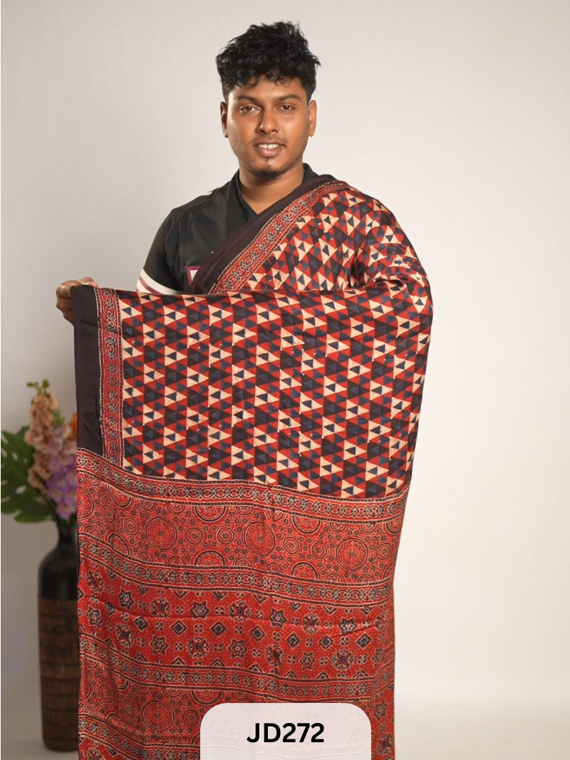 Modal silk with Ajrakh saree