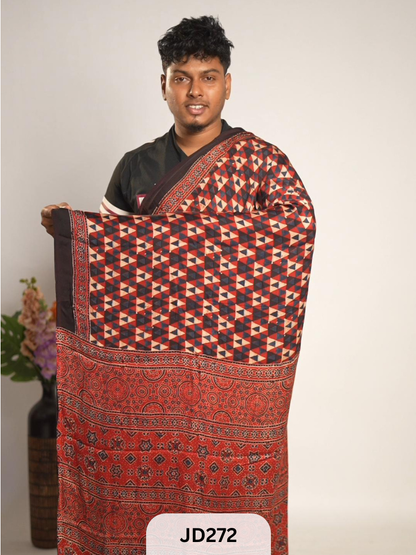 Modal silk with Ajrakh saree