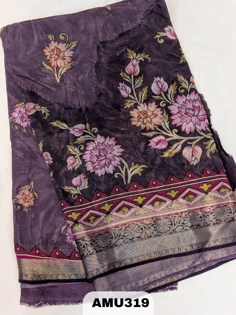 BANARAS RUSSIAN SILK SAREE WITH PRINTED