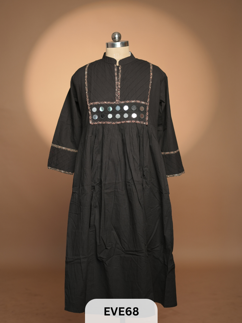 COTTON KURTI WITH MIRROR WORK