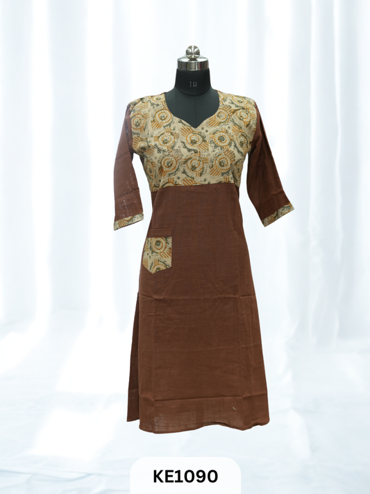 SLUB COTTON WITH NATURAL YOKE - ALINE KURTI