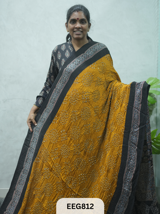 MODAL AJRAKH BANDHEJ SAREE