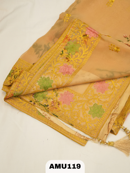 BANARA RUSSIAN SILK SAREE WITH DIGITAL PRINTED