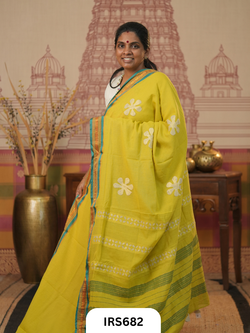 Chettinadu Saree With Barmer Aplique Work