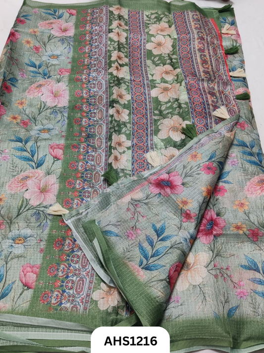Soft Silk Kota Digital Print Saree With Blouse
