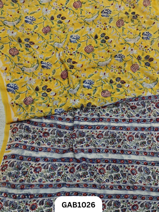 Premium Hand Block Printed Georgette Sarees with Blouse