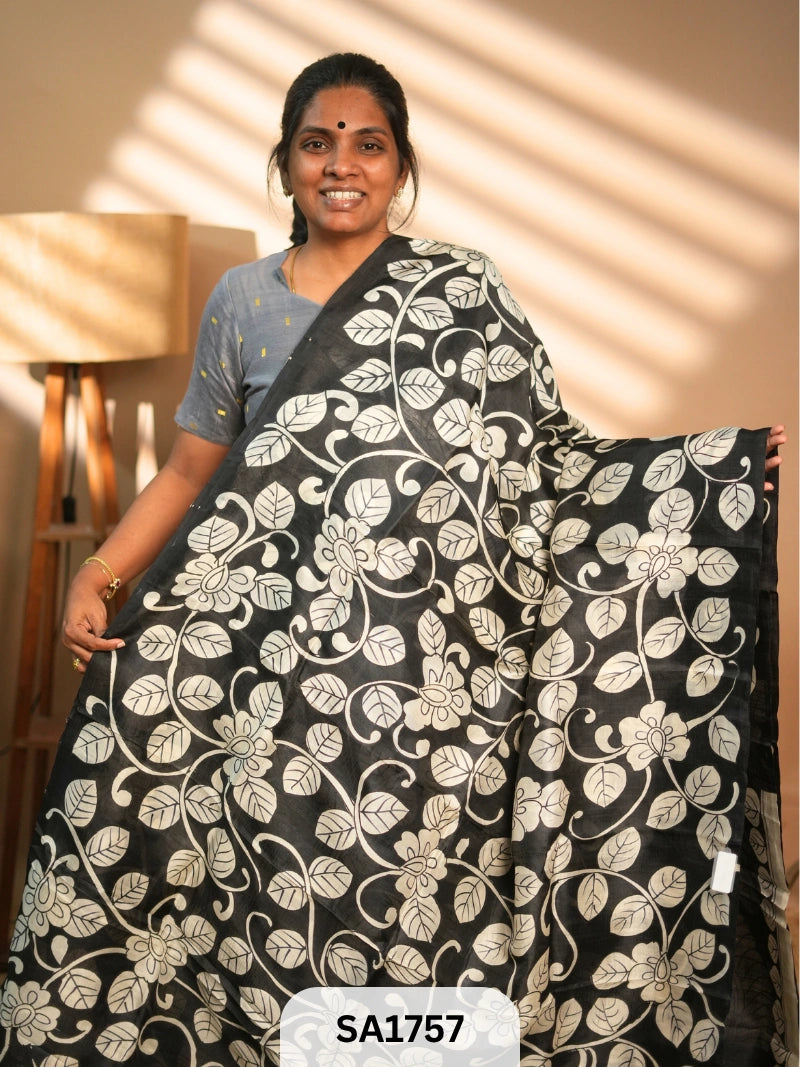 MURSHIDABAD SILK SAREE HAND PAINTED