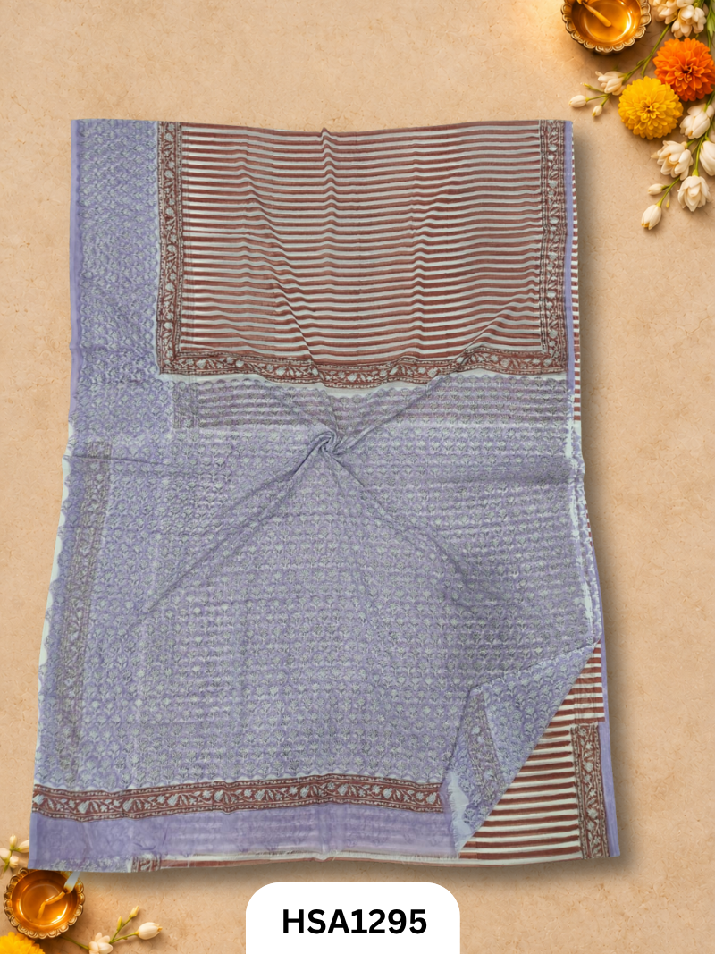 Hand block printed  Hand tye-dye  Lahriya Saree