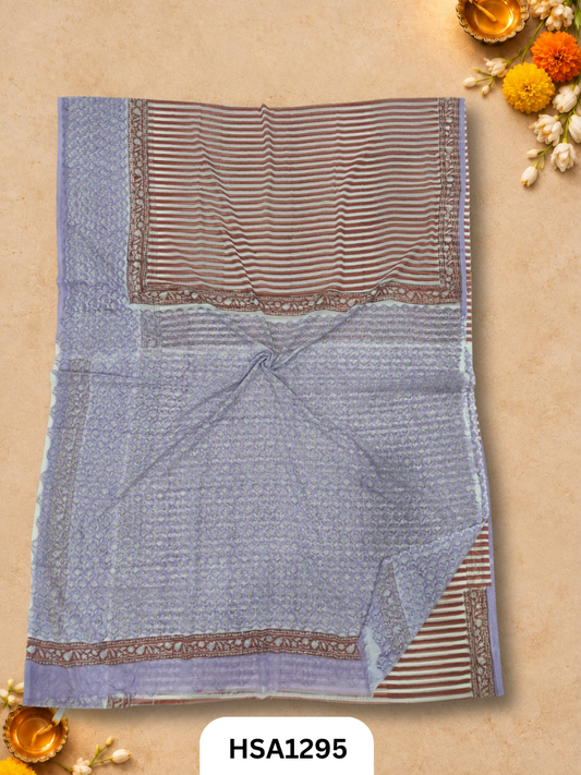 Hand block printed  Hand tye-dye  Lahriya Saree
