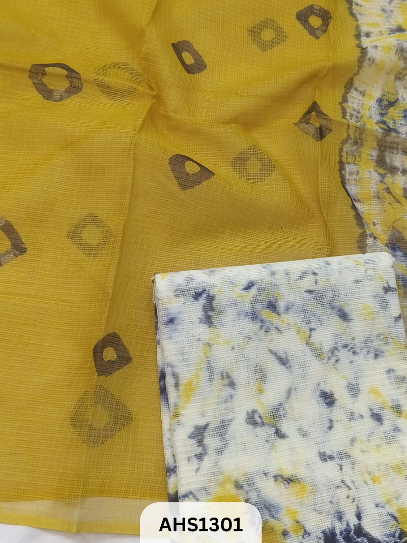 Pure Kota Cotton Shibori Print Dress Material Top & Dupatta 2.5mtr