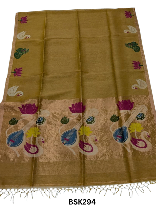 Handloom Pure Linen Silk Jamdhani Weave Saree