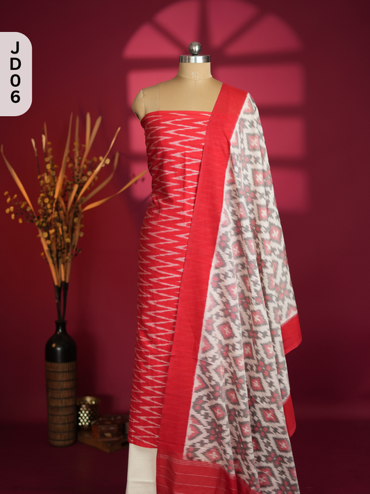 Double Ikkat Cotton with Mercerised Cotton Dupatta