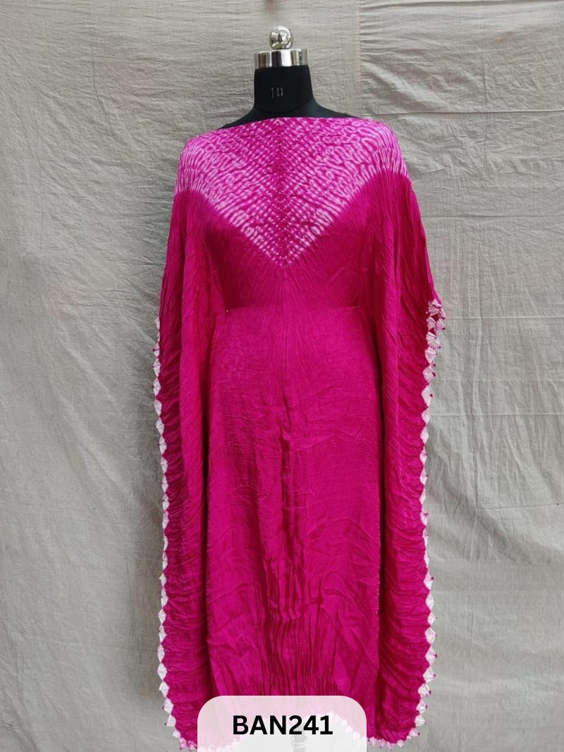 SEMI GAJI SHIBORI VIMKO PLAIN 2D EDGING UNSTITCHED KAFTAN