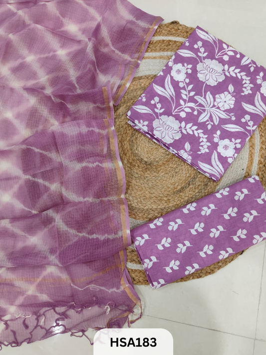 COTTON SUIT WITH KOTA DUPATTA - 3 PCS SET
