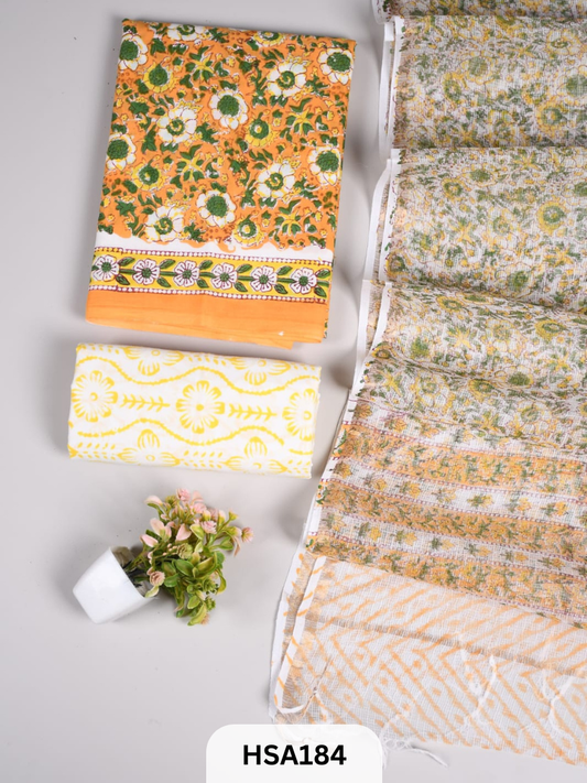 COTTON SUIT WITH KOTA DUPATTA - 3 PCS SET