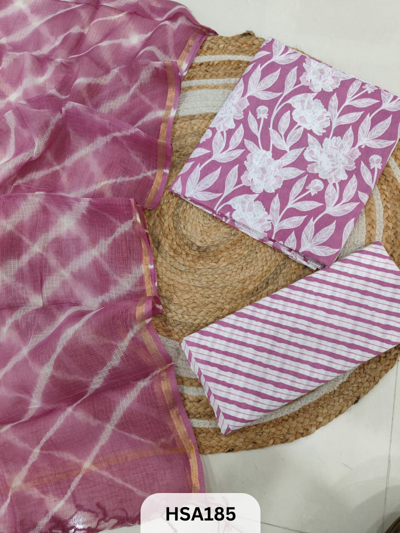 COTTON SUIT WITH KOTA DUPATTA - 3 PCS SET
