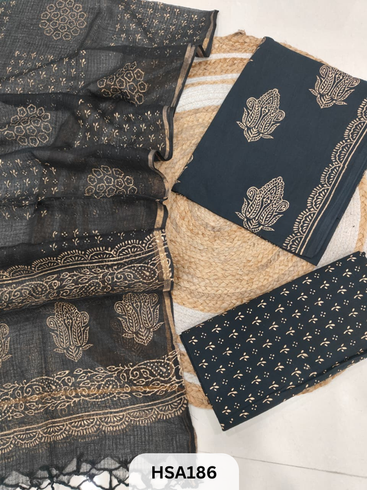 COTTON SUIT WITH KOTA DUPATTA - 3 PCS SET