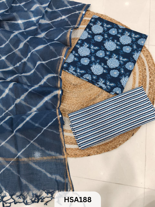COTTON SUIT WITH KOTA DUPATTA - 3 PCS SET