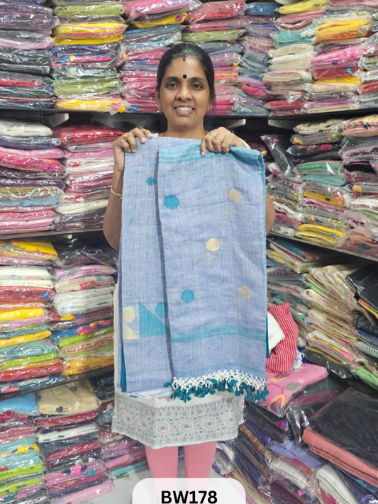 PURE 100 COUNT LINEN JAMDHANI HANDLOOM |TOP |DUPATTA