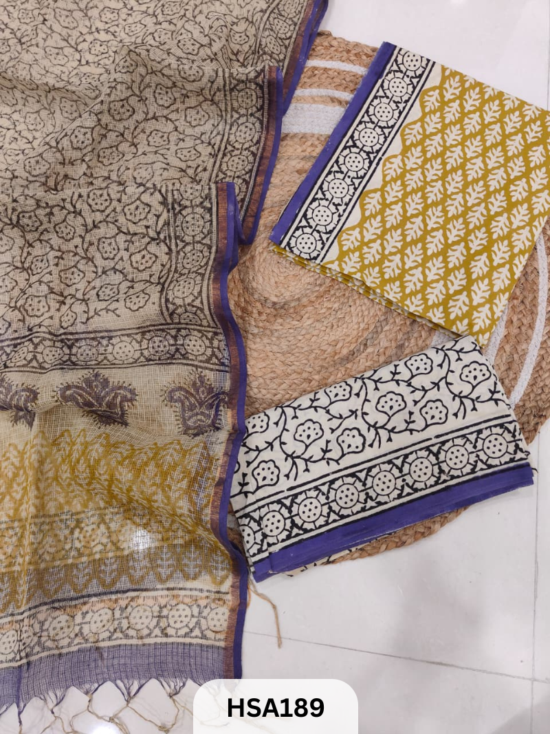COTTON SUIT WITH KOTA DUPATTA - 3 PCS SET