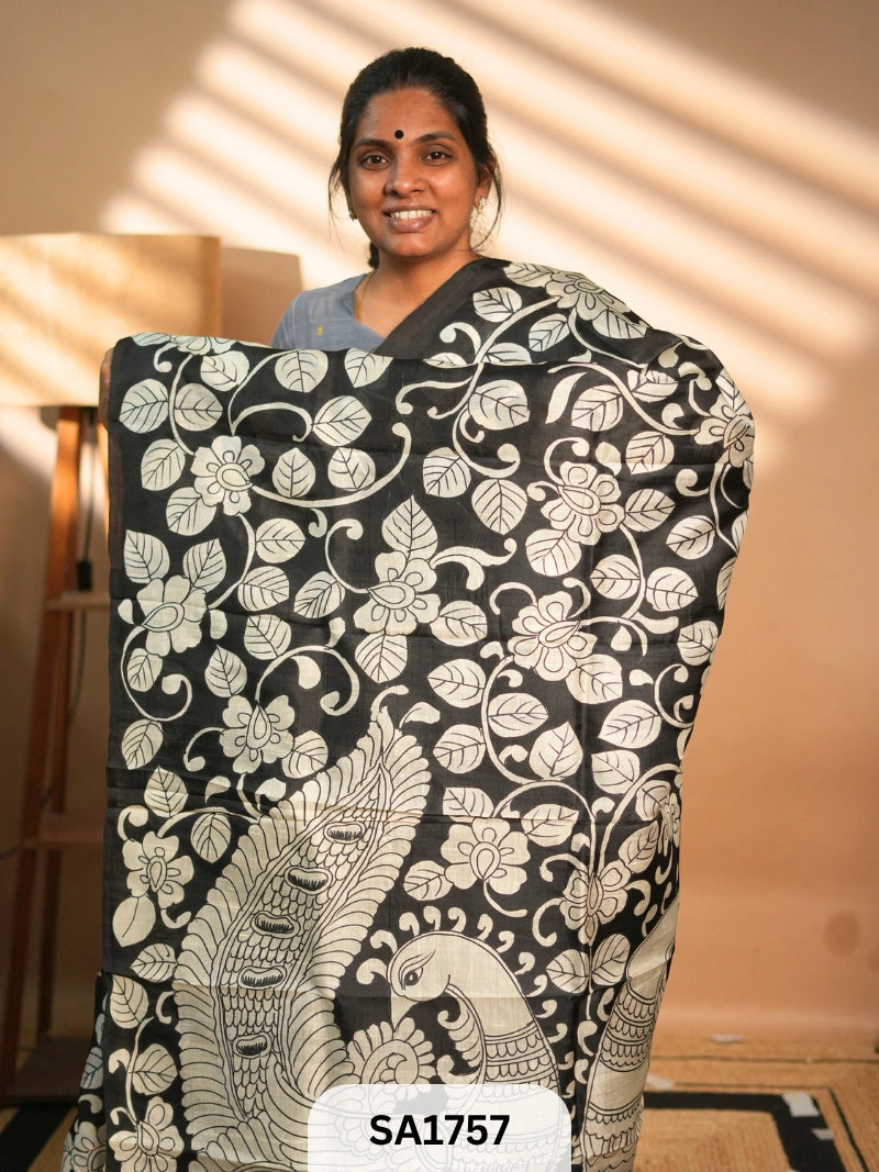 MURSHIDABAD SILK SAREE HAND PAINTED
