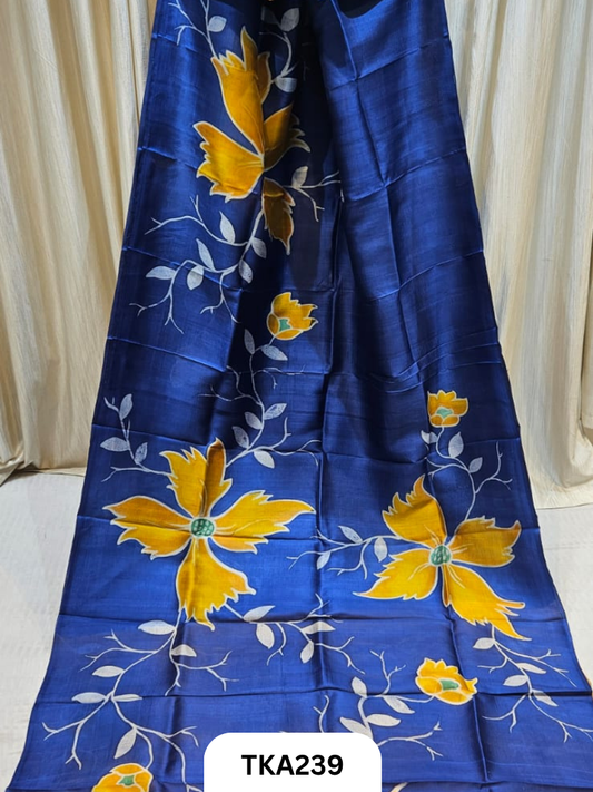 Murshidabad Silk Hand Painted Saree