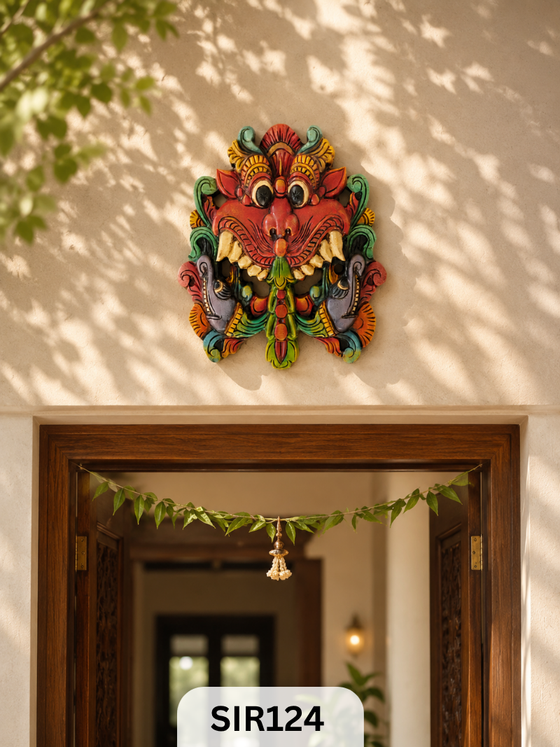 Kirtimukha ( drishti bommai ) – Traditional Wooden Guardian Wall Sculpture
