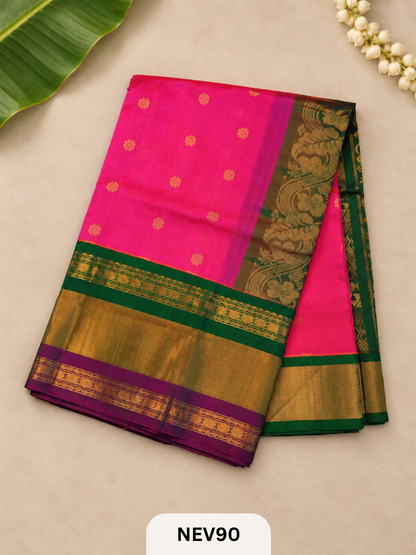 Korvai Pattu Long Border Body Butta Saree