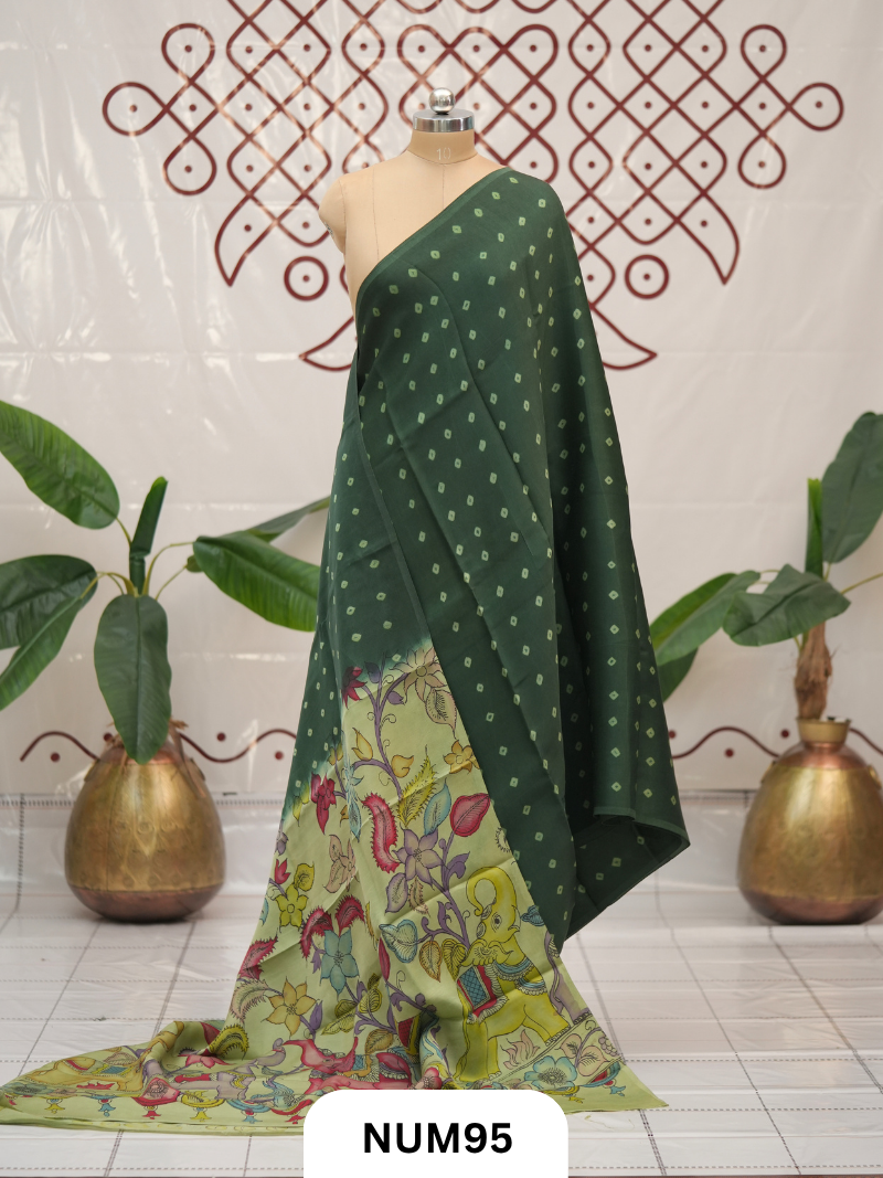 Modal Bandhini With Pure Penkalamkari Pallu And Blouse