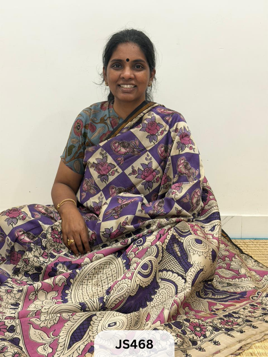 KALAMKARI X CHANDERI SILK FUSION SAREE