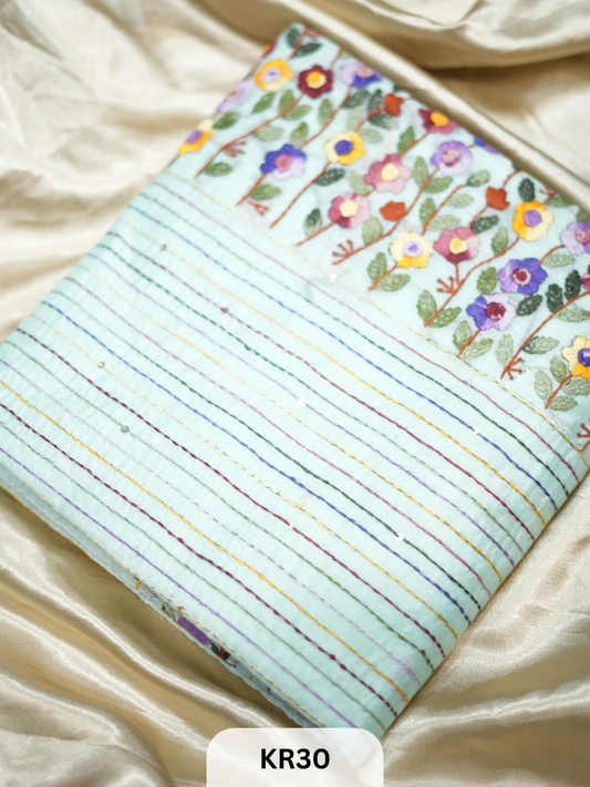 DUPION SILK WITH PURE HAND KANTHA HEAVY