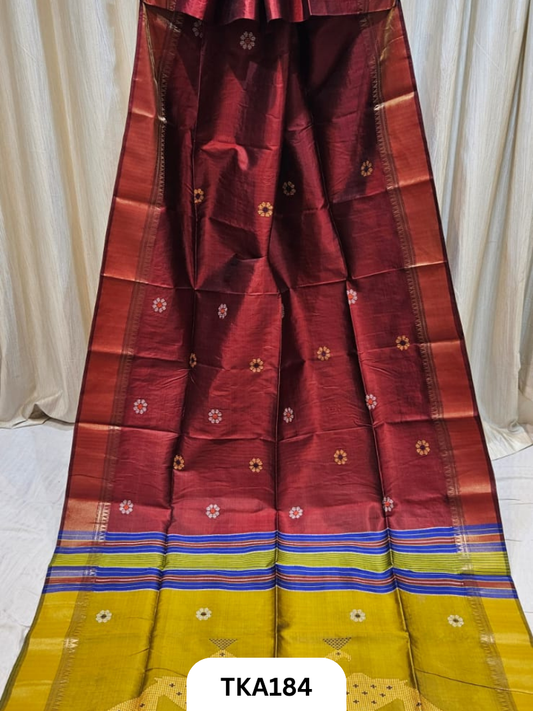 Pure Bishnupuri Katan Kalakshetra Silk – Handwoven Saree