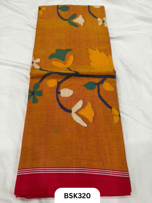 Handloom Pure Mul Cotton With Jamdhani Weave Saree