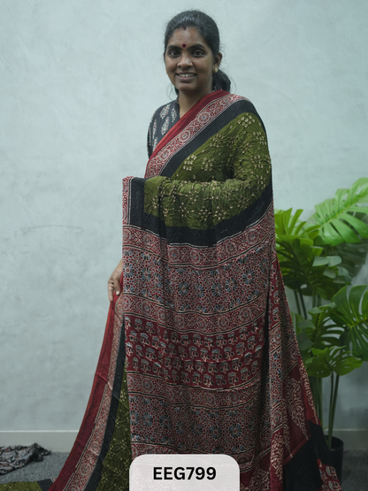 MODAL AJRAKH BANDHEJ SAREE