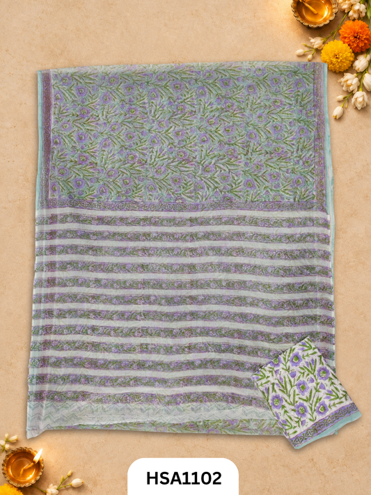 Hand Block Printed Traditional Designs & Multi Colour Combinations Kota Doria Sarees