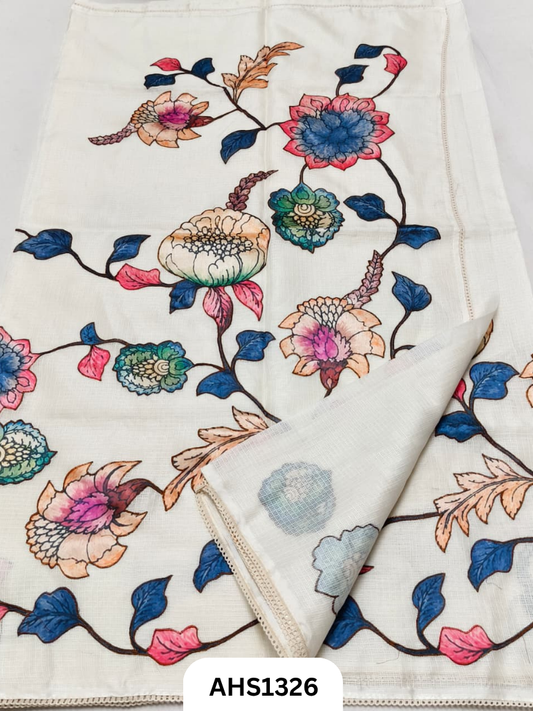 Soft Silk Kota Patch Work Saree With Blouse