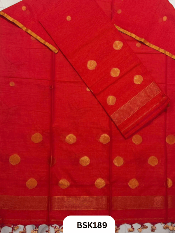 Pure Mulcotton Handloom Polka Salwar Suit  Top 2.5mtr and Duppata 2.5mtr