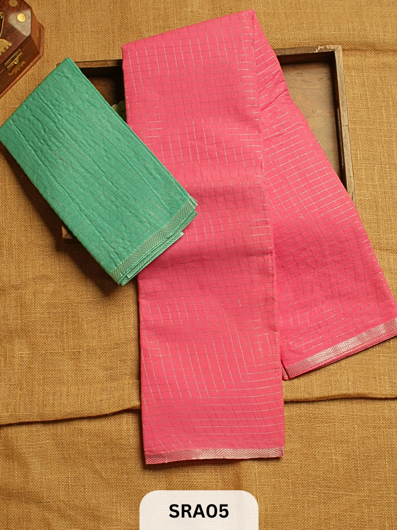 SUNGUDI COTTON SAREE WITH BLOUSE