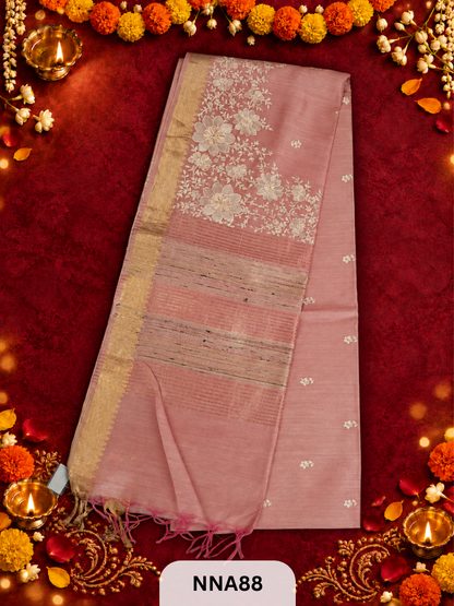 Pure Tussar Silk With Pitta Work - Metallic Theards
