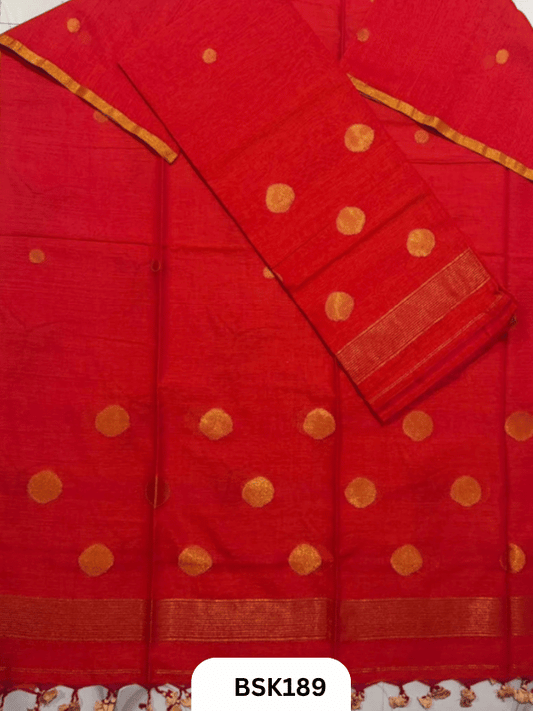 Pure Mulcotton Handloom Polka Salwar Suit  Top 2.5mtr and Duppata 2.5mtr