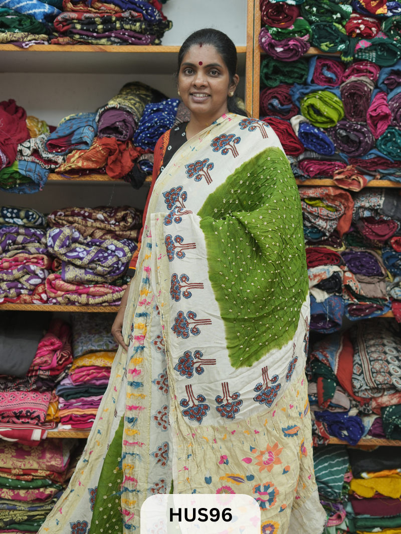 PURE DOLA SILK WITH AJRAKH MINAKARI PALLU