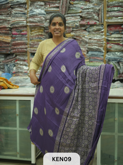 PURE MODAL AJRAKH PIGMENTED SCREENPRINT SAREE