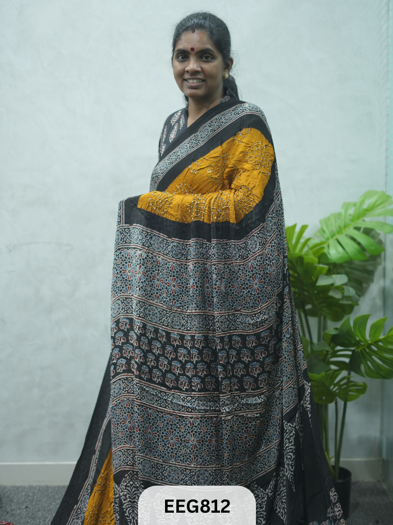 MODAL AJRAKH BANDHEJ SAREE