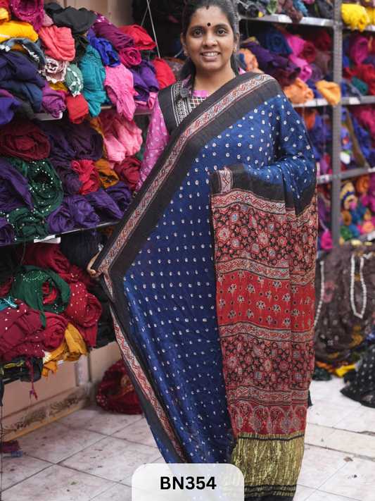 MODAL AJRAKH SILK - HAND BANDHINI | LAGDI PATTTA