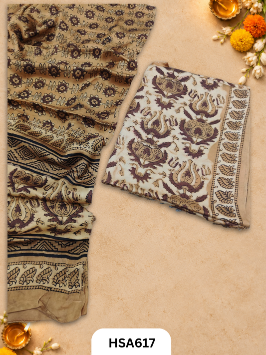 Vanaspati Ajrakh Handblock Printed Suits in Modal Silk Fabric Suits Top 2.5 mtr Dupatta 2.5 mtr