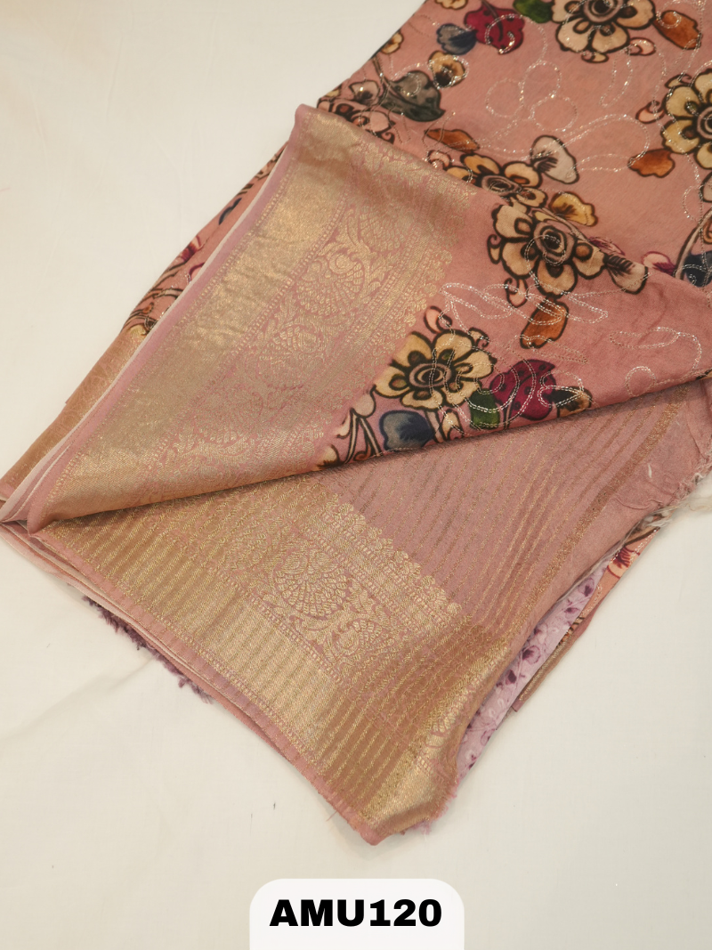 BANARAS RUSSIAN SILK SAREE WITH DIGITAL PRINTED