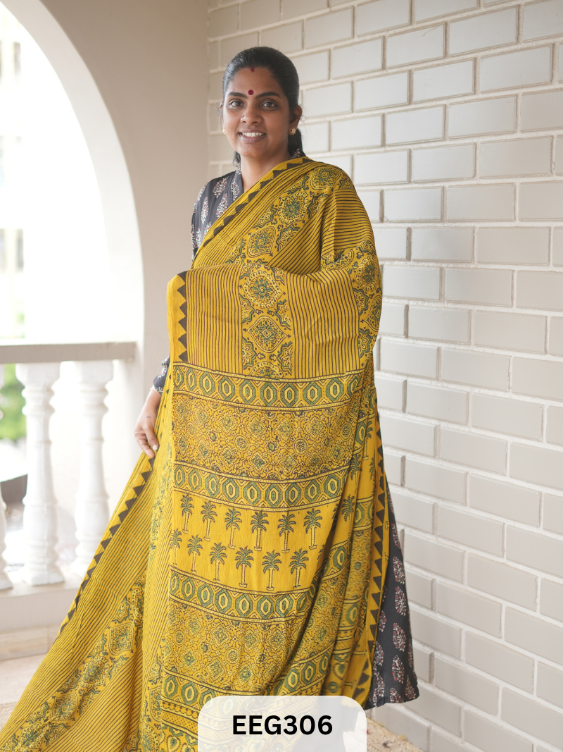 AJRAKH CHINON SAREE
