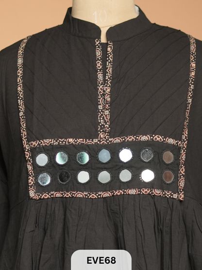 COTTON KURTI WITH MIRROR WORK