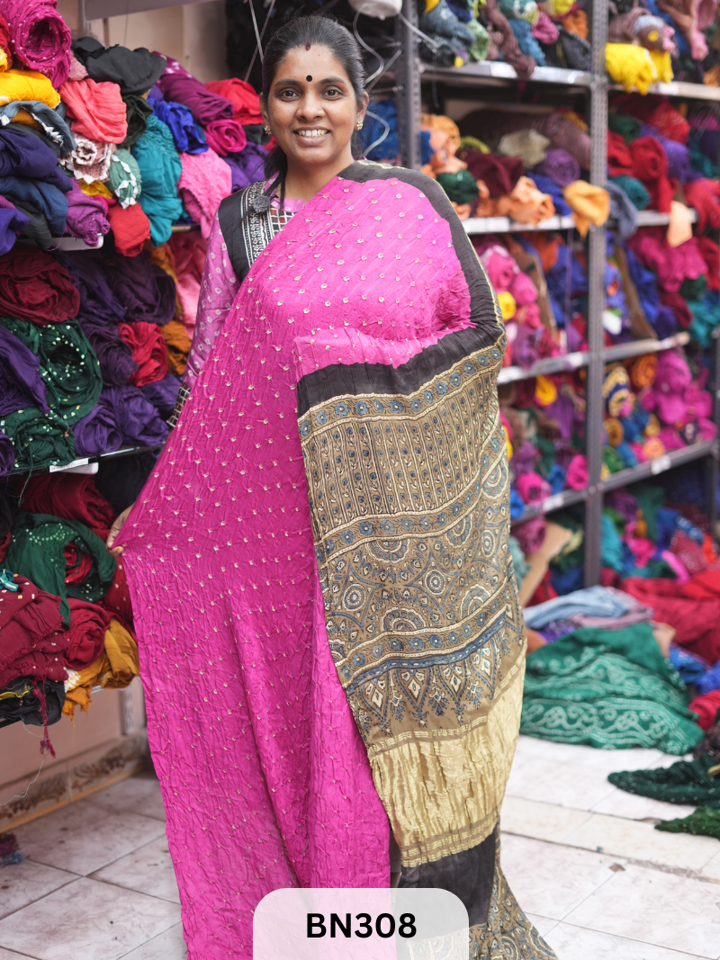 MODAL GAJI - AJRAKH BANDHINI SAREE